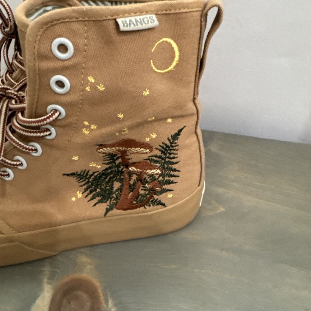 Women's Tan High-Top Canvas Sneaker Boots - Picture 8 of 16